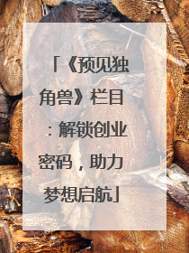 《预见独角兽》栏目：解锁创业密码，助力梦想启航