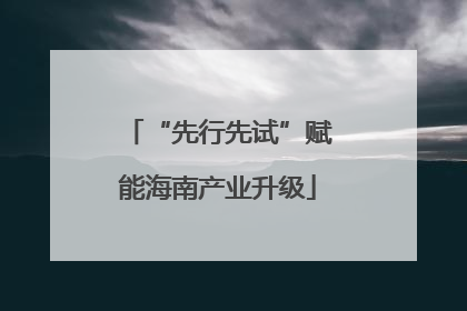 “先行先试”赋能海南产业升级