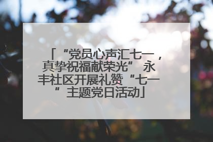 “党员心声汇七一，真挚祝福献荣光” 永丰社区开展礼赞“七一”主题党日活动