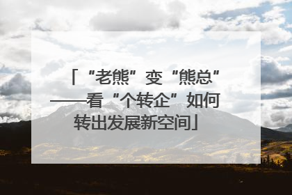 “老熊”变“熊总”——看“个转企”如何转出发展新空间