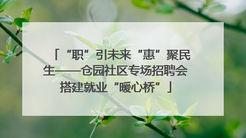 “职”引未来“惠”聚民生——仓园社区专场招聘会搭建就业“暖心桥”
