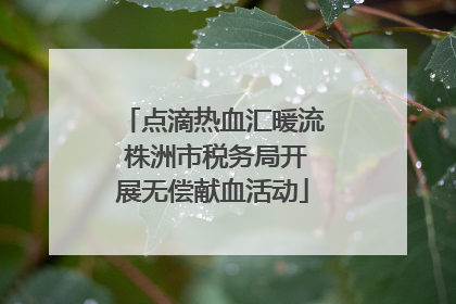 点滴热血汇暖流 株洲市税务局开展无偿献血活动