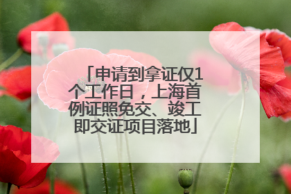 申请到拿证仅1个工作日，上海首例证照免交、竣工即交证项目落地