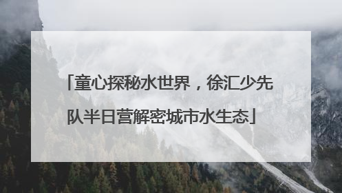 童心探秘水世界，徐汇少先队半日营解密城市水生态