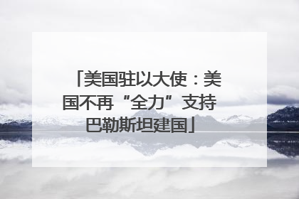 美国驻以大使：美国不再“全力”支持巴勒斯坦建国