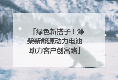 绿色新搭子！潍柴新能源动力电池助力客户创富路