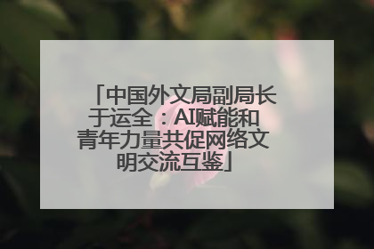 中国外文局副局长于运全：AI赋能和青年力量共促网络文明交流互鉴