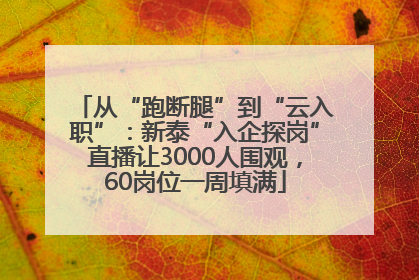 从“跑断腿”到“云入职”：新泰“入企探岗”直播让3000人围观，60岗位一周填满