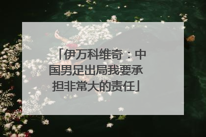 伊万科维奇：中国男足出局我要承担非常大的责任