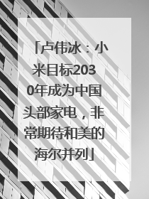 卢伟冰：小米目标2030年成为中国头部家电，非常期待和美的海尔并列