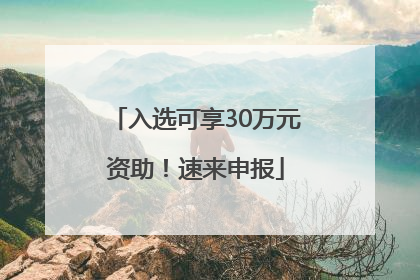 入选可享30万元资助！速来申报