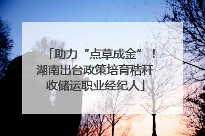 助力“点草成金”！湖南出台政策培育秸秆收储运职业经纪人