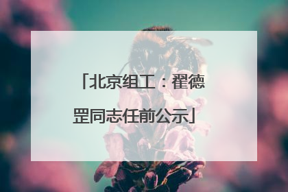 北京组工：翟德罡同志任前公示