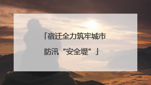 宿迁全力筑牢城市防汛“安全堤”