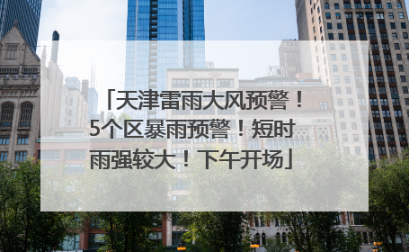 天津雷雨大风预警！5个区暴雨预警！短时雨强较大！下午开场