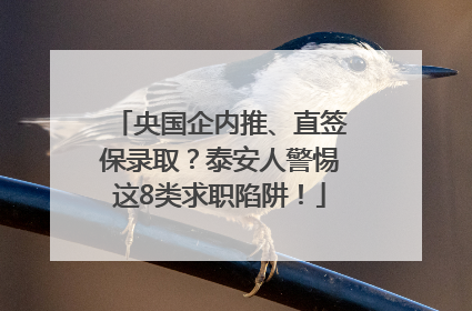 央国企内推、直签保录取？泰安人警惕这8类求职陷阱！