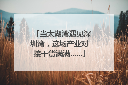 当太湖湾遇见深圳湾，这场产业对接干货满满……