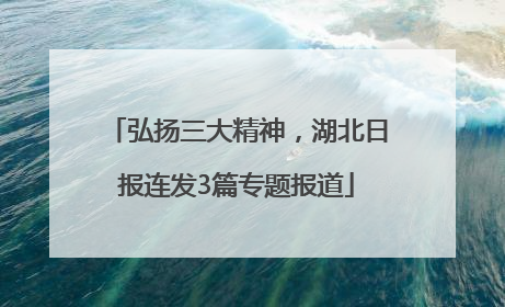 弘扬三大精神，湖北日报连发3篇专题报道