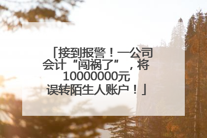 接到报警！一公司会计“闯祸了”，将10000000元误转陌生人账户！