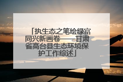 执生态之笔绘绿富同兴新画卷——甘肃省高台县生态环境保护工作综述