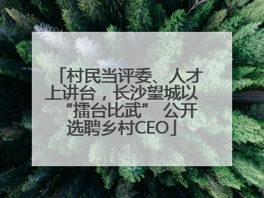 村民当评委、人才上讲台，长沙望城以“擂台比武” 公开选聘乡村CEO