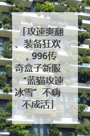 攻速爽翻、装备狂欢，996传奇盒子新服“蓝猫攻速冰雪”不嗨不成活