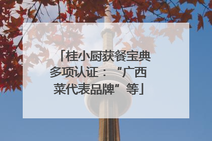 桂小厨获餐宝典多项认证：“广西菜代表品牌”等
