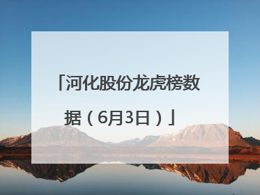 河化股份龙虎榜数据（6月3日）