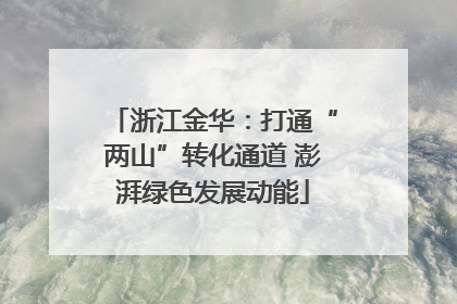 浙江金华：打通“两山”转化通道 澎湃绿色发展动能