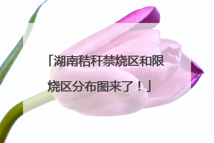 湖南秸秆禁烧区和限烧区分布图来了！