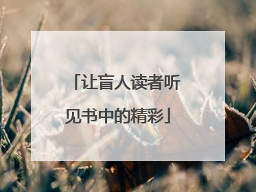让盲人读者听见书中的精彩