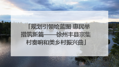 规划引领绘蓝图 惠民举措筑新篇——徐州丰县宗集村奏响和美乡村振兴曲