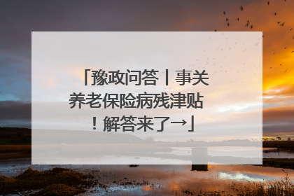 豫政问答丨事关养老保险病残津贴！解答来了→
