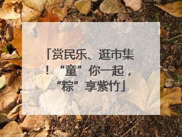 赏民乐、逛市集！“童”你一起，“粽”享紫竹