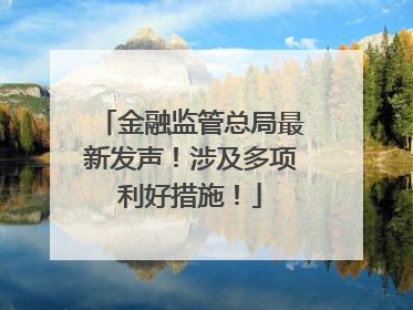 金融监管总局最新发声！涉及多项利好措施！