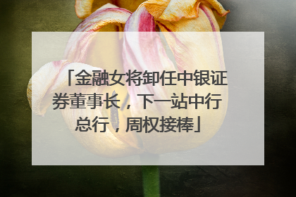 金融女将卸任中银证券董事长，下一站中行总行，周权接棒