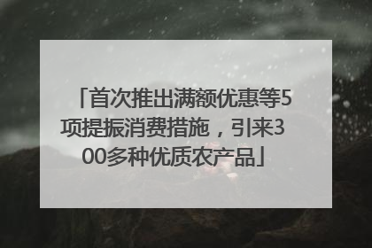 首次推出满额优惠等5项提振消费措施，引来300多种优质农产品
