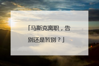 马斯克离职，告别还是暂别？