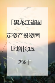 黑龙江省固定资产投资同比增长15.2%
