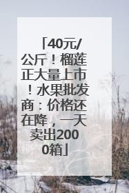 40元/公斤！榴莲正大量上市！水果批发商：价格还在降，一天卖出2000箱